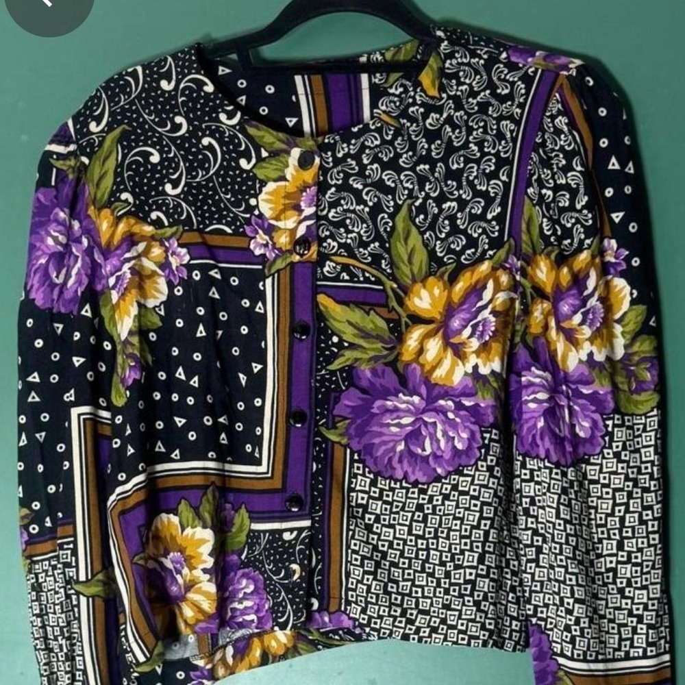 Jeffrey Dara Linda Hurley Vintage 90s Funky Button Up Top  9/10